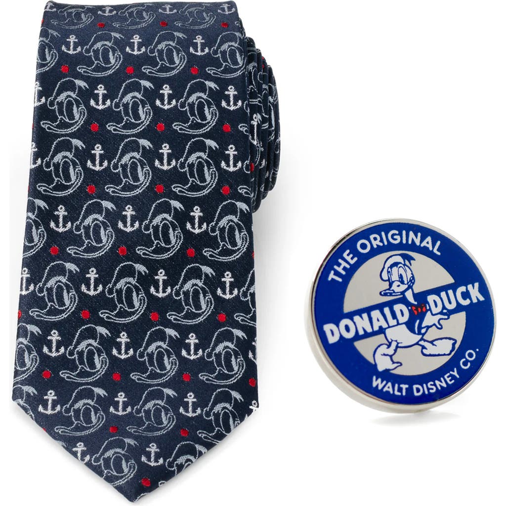Cufflinks, Inc . Donald Duck Pin & Tie Set In Blue Multi