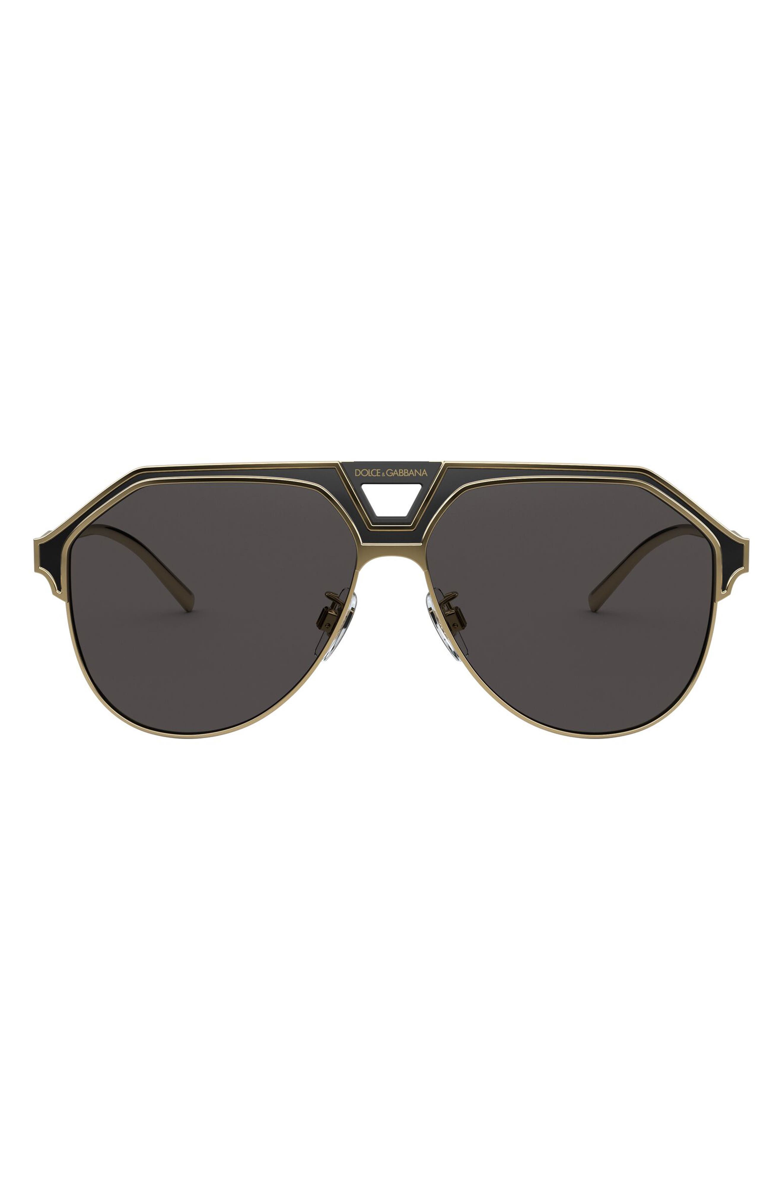 Dolce & Gabbana 60mm Gradient Aviator Sunglasses in Gold/Black Matte/Grey at Nordstrom