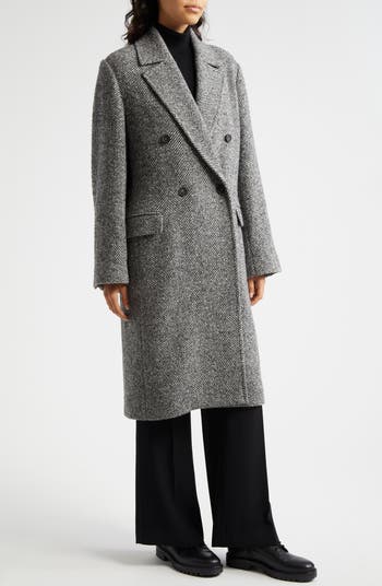 Vince Herringbone Tweed Double Breasted Coat | Nordstrom