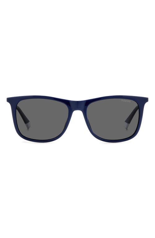 Shop Polaroid 55mm Polarized Rectangular Sunglasses In Blue/gray Polar