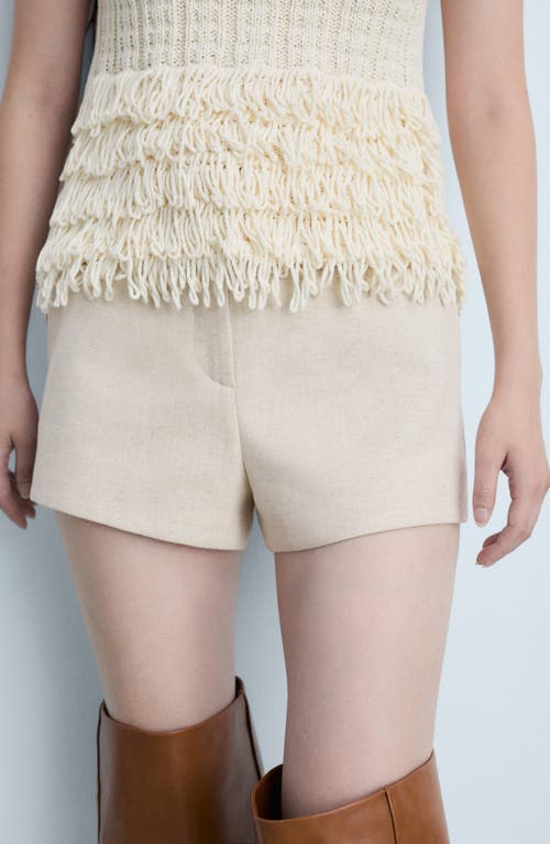 Shop Mango Patrizia Cotton Blend Flat Front Shorts In Light Beige