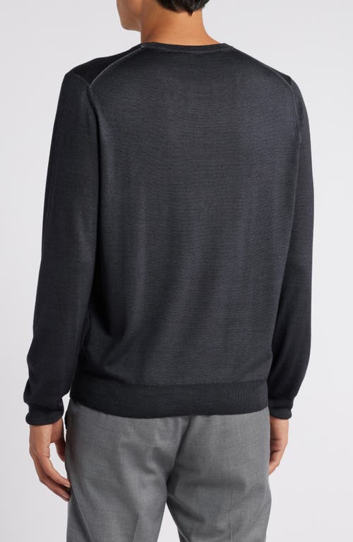 Shop Canali Wool & Silk Crewneck Sweater In Charcoal