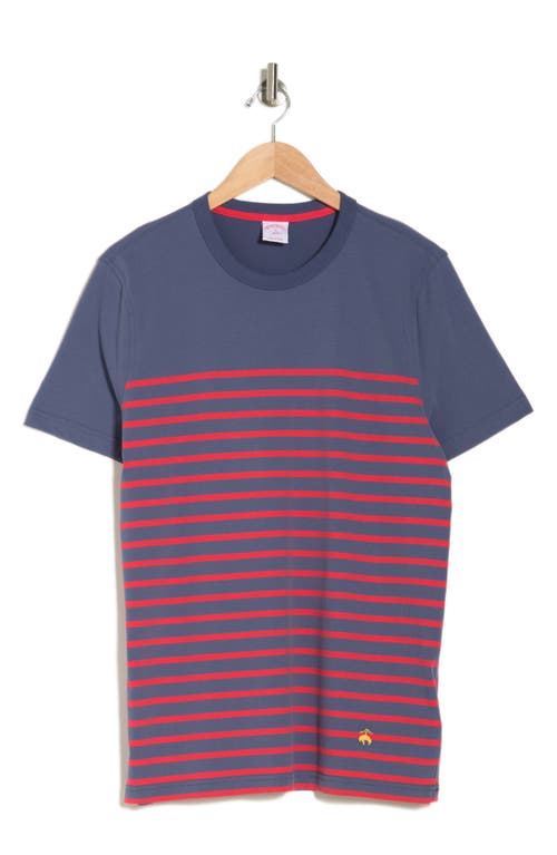 Shop Brooks Brothers Mariner Stripe Cotton T-shirt In Blue/red