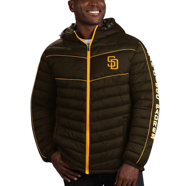 San Diego Padres Splitter Soft Down Touch Full-Zip Hoodie Jacket - Brown