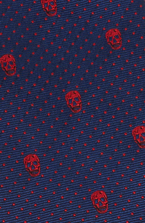 Alexander Mcqueen Skull Silk Tie In Black/lust Red