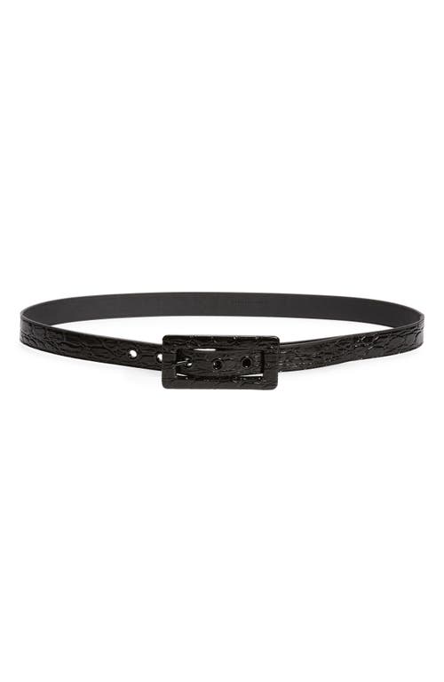 Saint Laurent Croc Embossed Leather Belt Nero at Nordstrom,