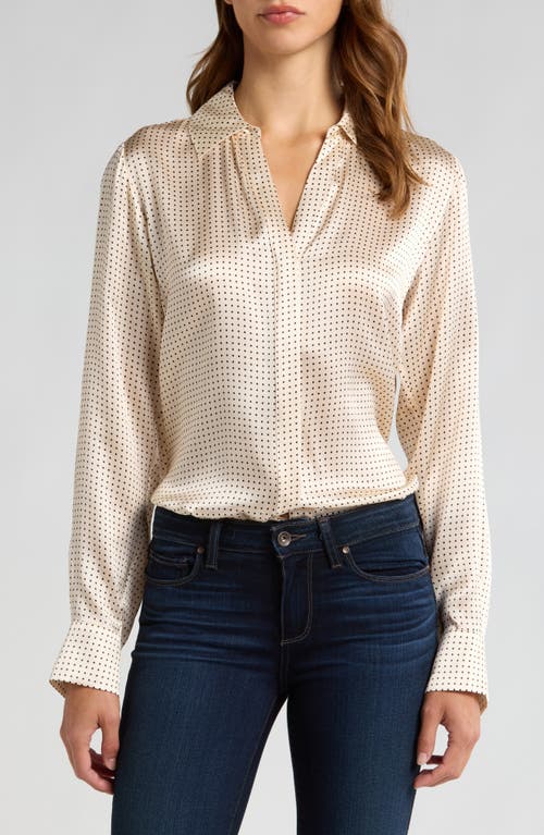 Shop Paige Palmer Polka Dot Silk Button-up Shirt In Travertine/black