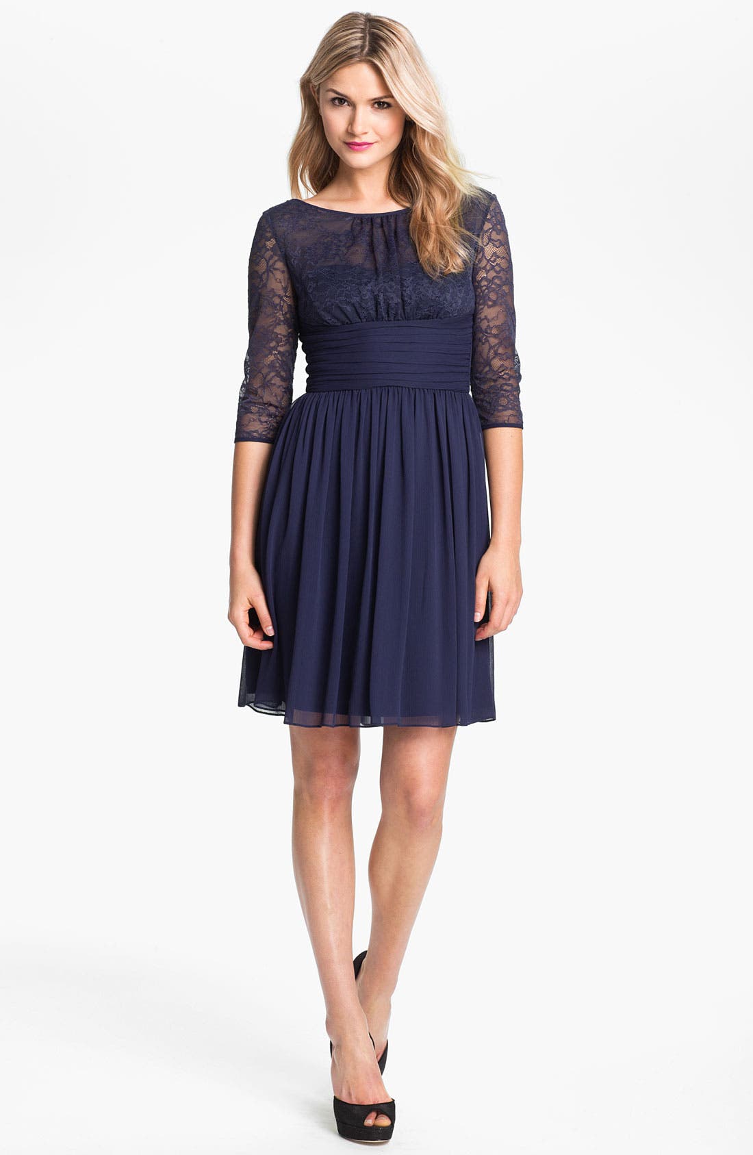 Max & Cleo Lace Bodice Pleated Chiffon Dress Nordstrom