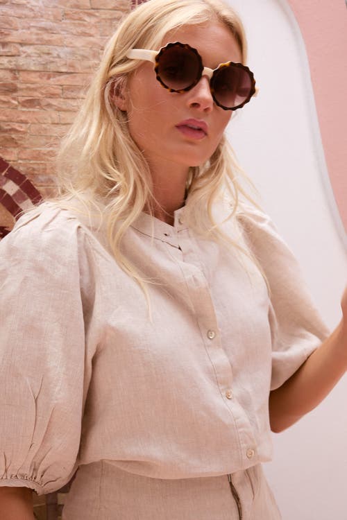 Lanhtropy Bubble Linen Shirt In Natural