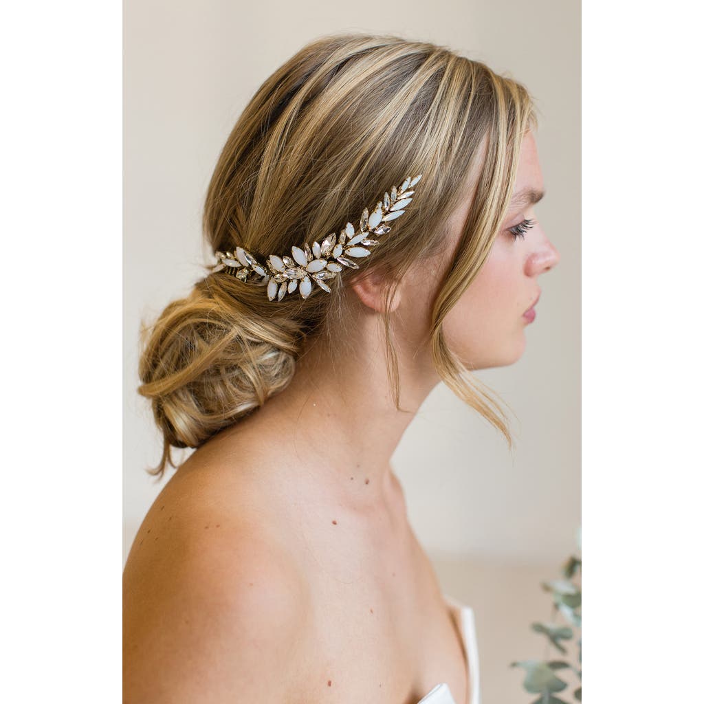 Brides And Hairpins Brides & Hairpins Izett Halo Opal & Crystal Comb In Gold
