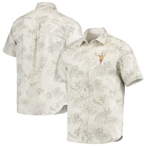 Lids Stanford Cardinal Tommy Bahama Coconut Point Frondly Fan Camp  IslandZone Button-Up Shirt - Gray