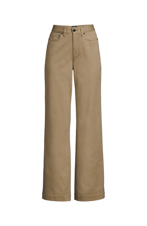 Shop Lands' End High Rise 5 Pocket Wide Leg Chino Pants In Desert Tan