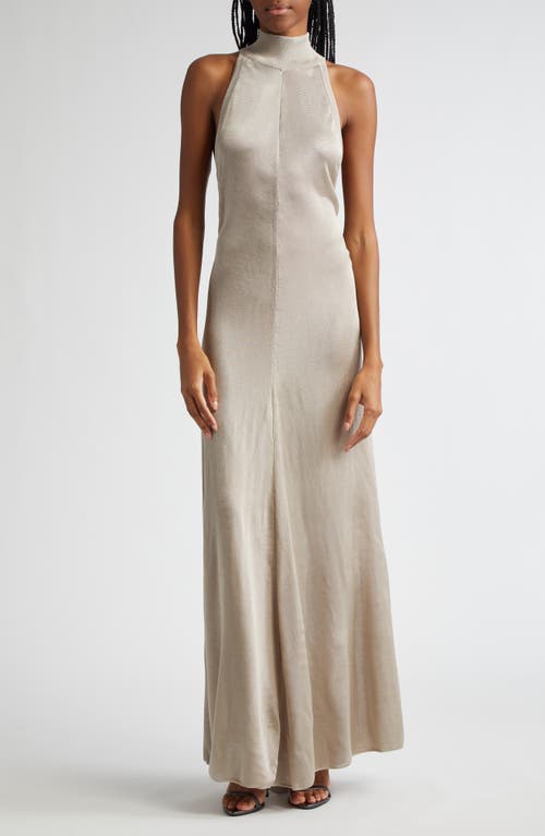 Tom Ford Taupe Halterneck Knit Evening Maxi Dress In Ig021 Grey Snow
