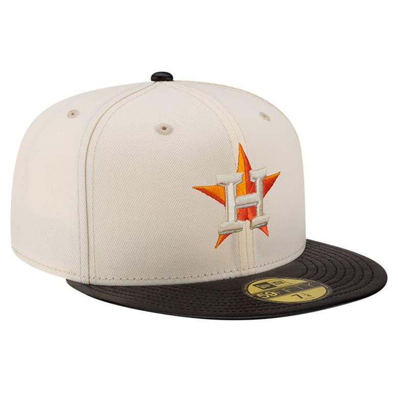 Shop New Era Cream Houston Astros Game Night Leather Visor 59fifty Fitted Hat