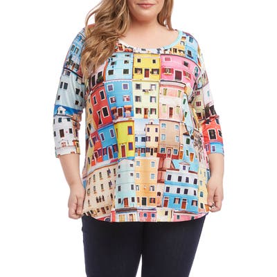 Plus Size Karen Kane Print Shirttail Tee, Red