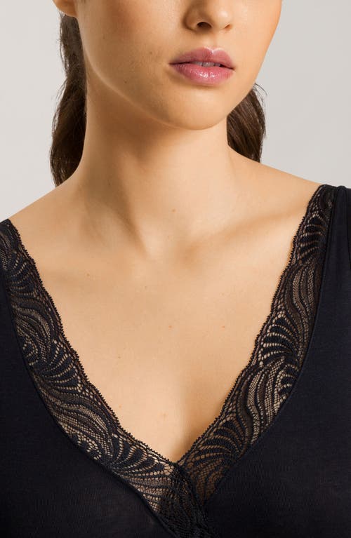 Hanro Cotton Lace Wire-free Bra In Black