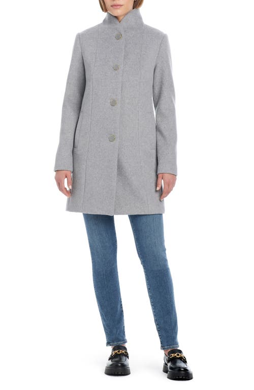 Kate Spade New York High Neck Wool Blend Coat In Heather Grey