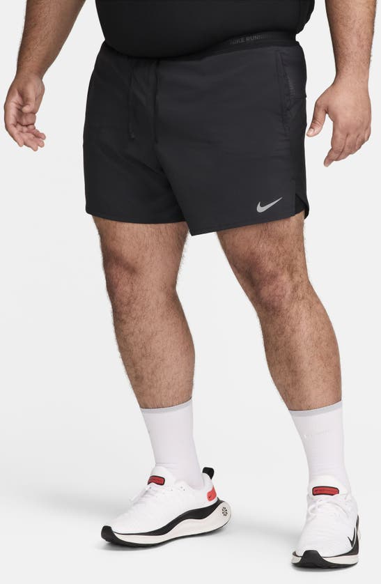 Nike Men's Stride Dri-fit 5" 2-in-1 Running Shorts In Black/ Black/ Black