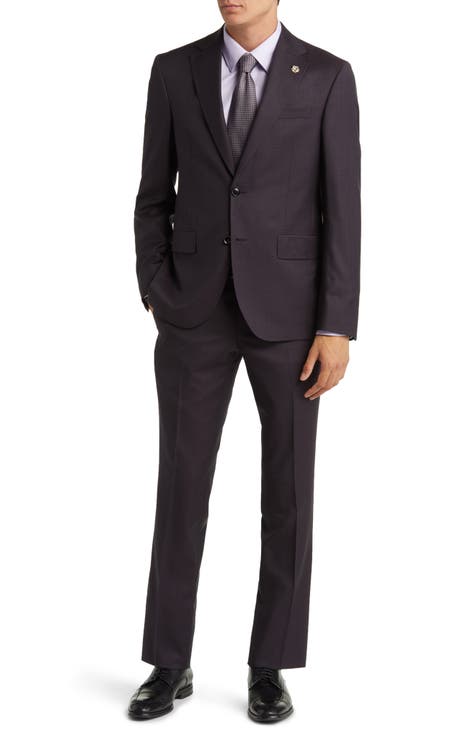 Roger Extra Slim Fit Solid Burgundy Wool Suit