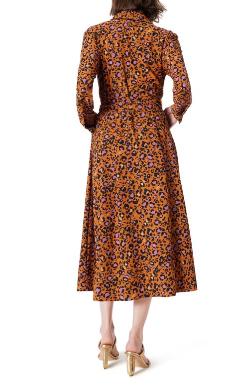 Dee Ocleppo Print Tie Waist Long Sleeve Maxi Shirtdress In Sugar Almond