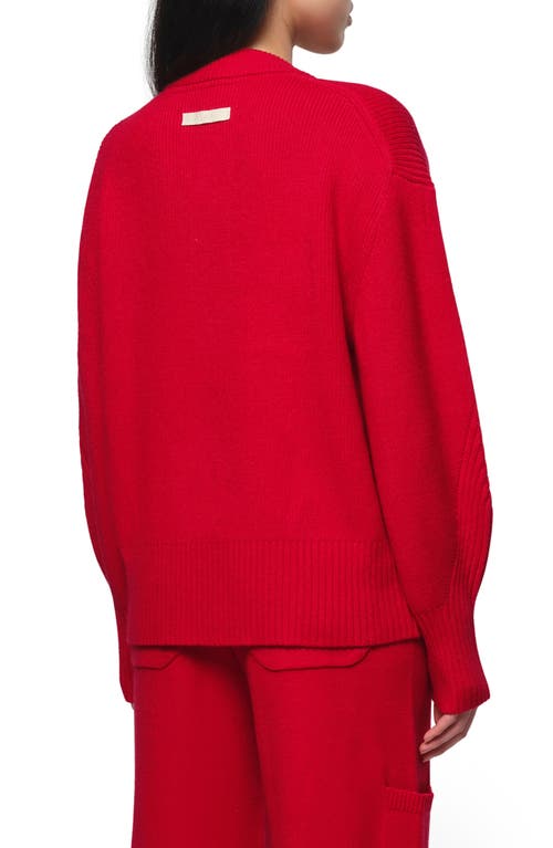 Shop Apparis Anderson Rib Cardigan In Rouge