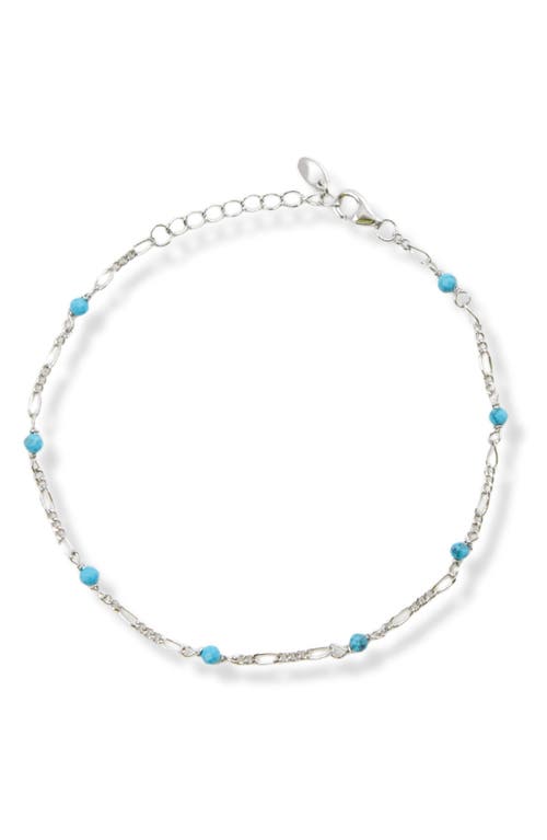 Argento Vivo Sterling Silver Stone Figaro Chain Anklet