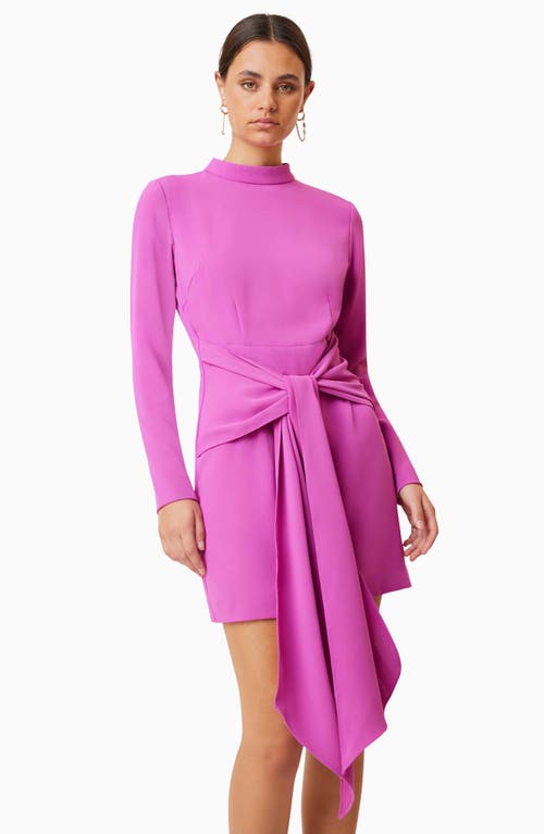 Shop Elliatt Kenna Drape Detail Long Sleeve Cocktail Minidress In Orchid