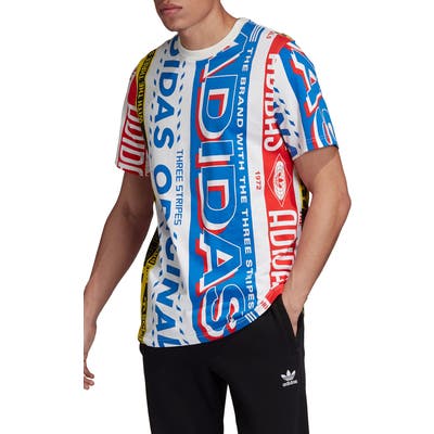 Adidas Originals Multi Soccer Scarf Graphic T-Shirt, Blue