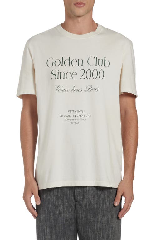 Golden Goose Journey Cotton Graphic T-shirt In Heritage White/dark Green