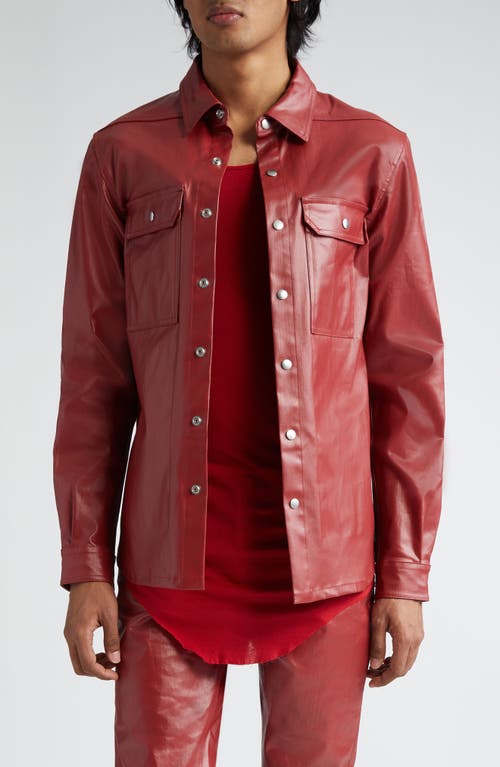Giacca Coated Denim Overshirt in Cardinal Red