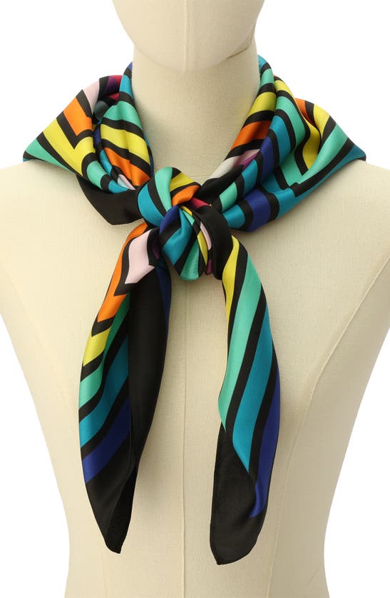 Shop Kurt Geiger London Abstract Square Large Silk Scarf In Rainbow