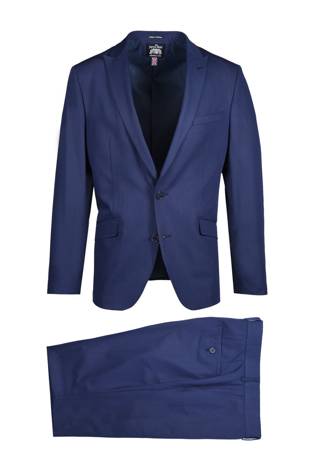 SAVILE ROW CO | Navy Peak Lapel Slim Fit Stretch Fabric Suit ...