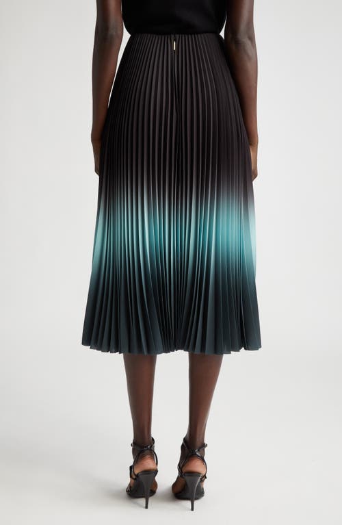 Jason Wu Collection Dip Dye Pleated Skirt In Black/skyblue/seagre