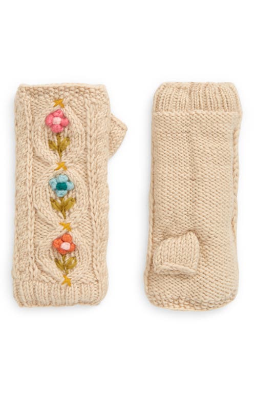 FRENCH KNOT Tilly Fingerless Wool Gloves in Natural