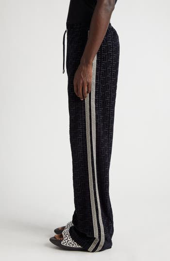 BALMAIN Monogram Velvet Leggings