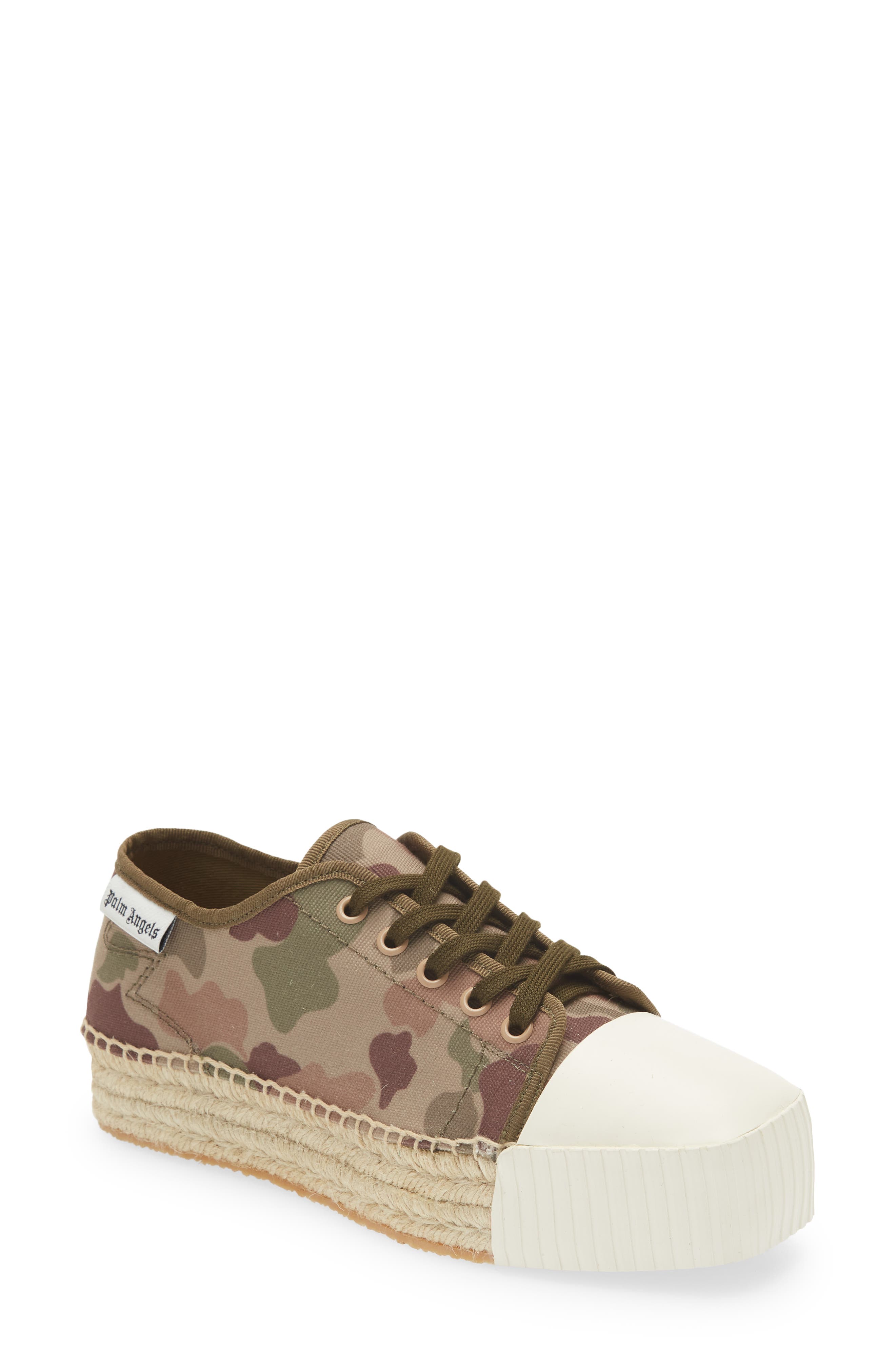 Palm Angels Camo Espadrille Platform Sneaker in Military