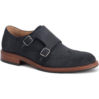 Trask Leland Double Monk Strap Shoe, Blue
