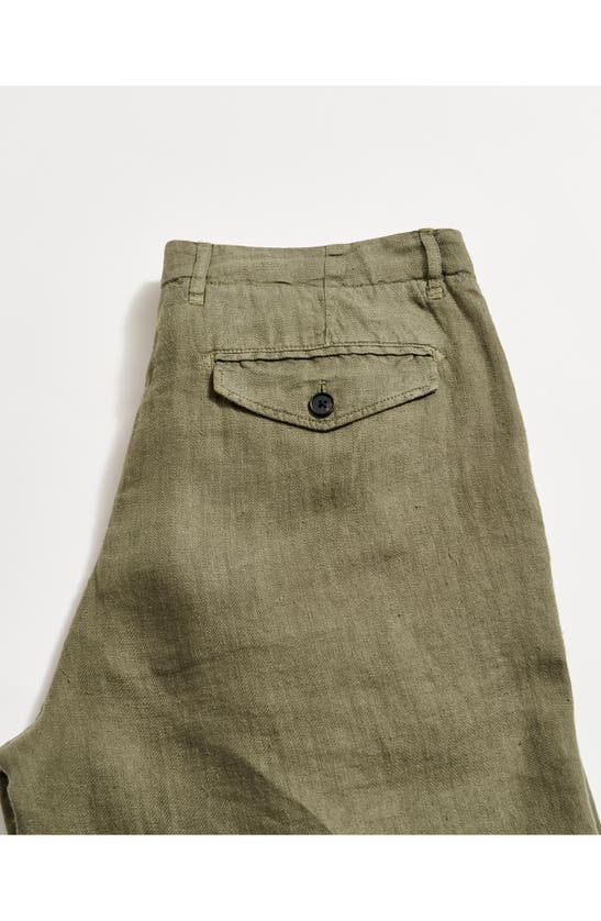 Shop Billy Reid Moore Flat Front Linen Shorts In Olive