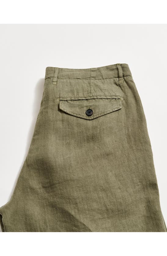 Billy Reid Moore Linen Shorts In Olive