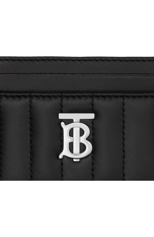 Shop Burberry Lola Quilted Leather Card Case In Black/palladio