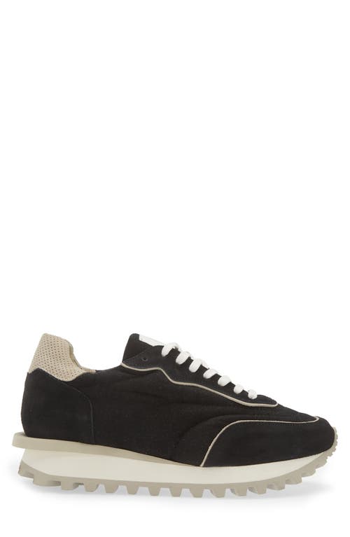 Eleventy Mixed Media Runner Sneaker In Carbon And Carbon And Sand
