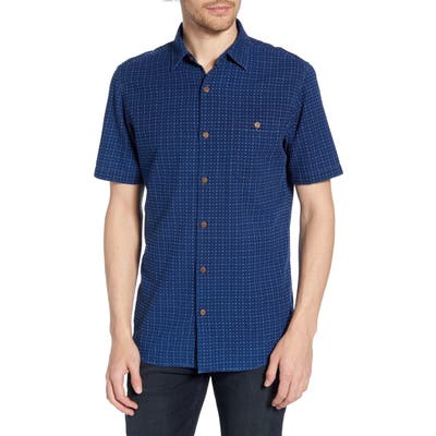 Faherty Coast Regular Fit Print Organic Cotton Shirt, Blue