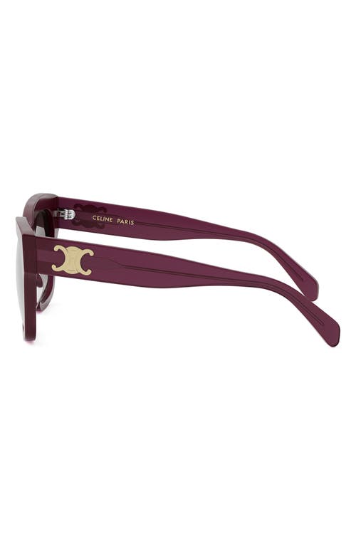 Shop Celine Triomphe 55mm Geometric Sunglasses In Shiny Bordeaux/brown