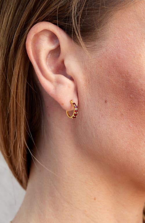 Savvy Cie Jewels Garnet Cubic Zirconia Hoop Earrings In Burgundy/yellow Gold