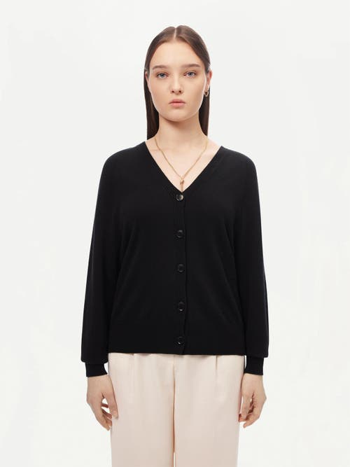 Gobi Mongolian Cashmere 3d Button-up Cardigan In Black