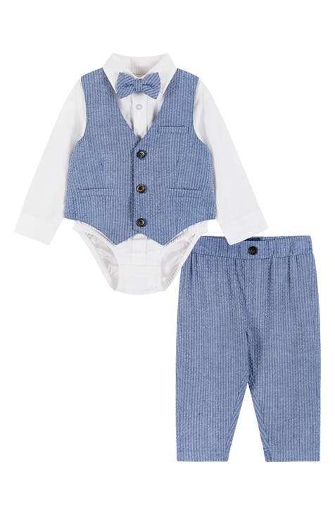 Short Sleeve Button-Up Shirt, Vest, Pants & Bow Tie Set (Baby)