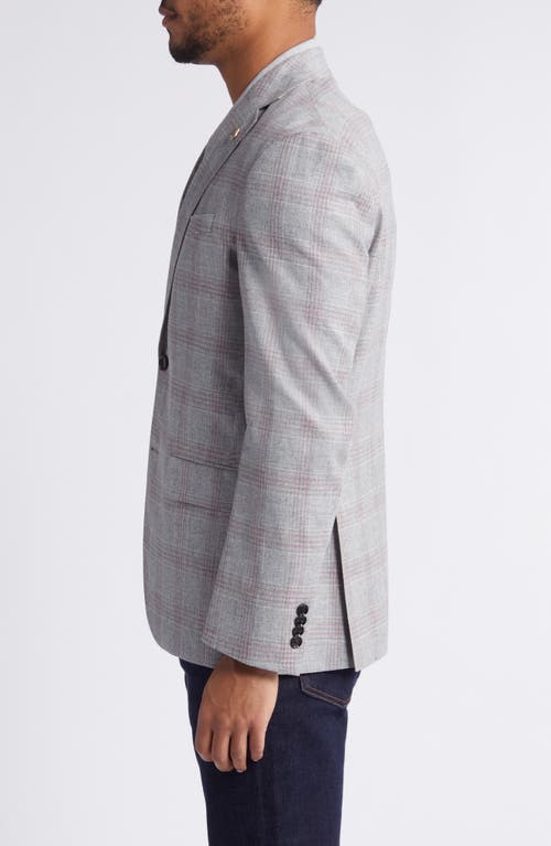 Shop Ted Baker London Karl Slim Fit Deco Plaid Stretch Cotton & Linen Blend Sport Coat In Light Grey