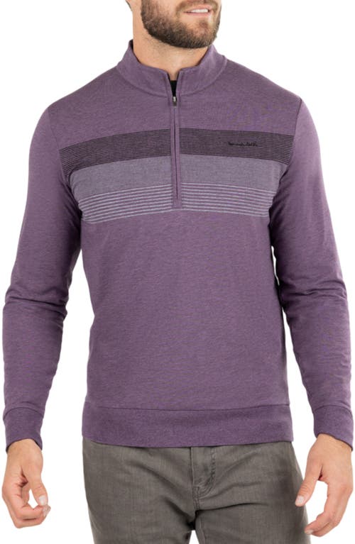 TravisMathew Pioneer Stretch Cotton Blend Half Zip Pullover in Heather Sweet Grape at Nordstrom, Size Small