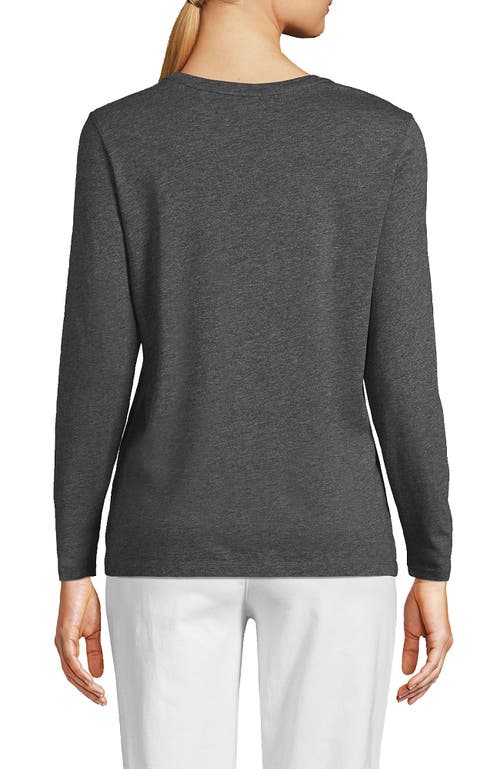 Lands' End Relaxed Supima Cotton Long Sleeve Crew Neck T-shirt In Charcoal Heather