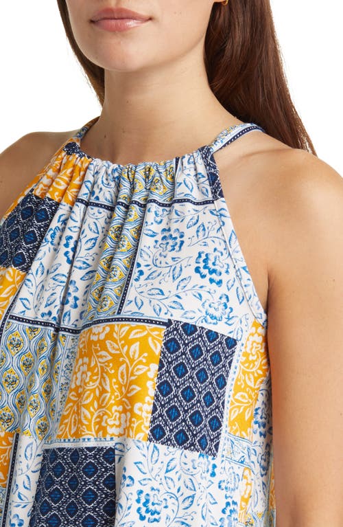 Shop Loveappella Print Tank In Navy/sunflower